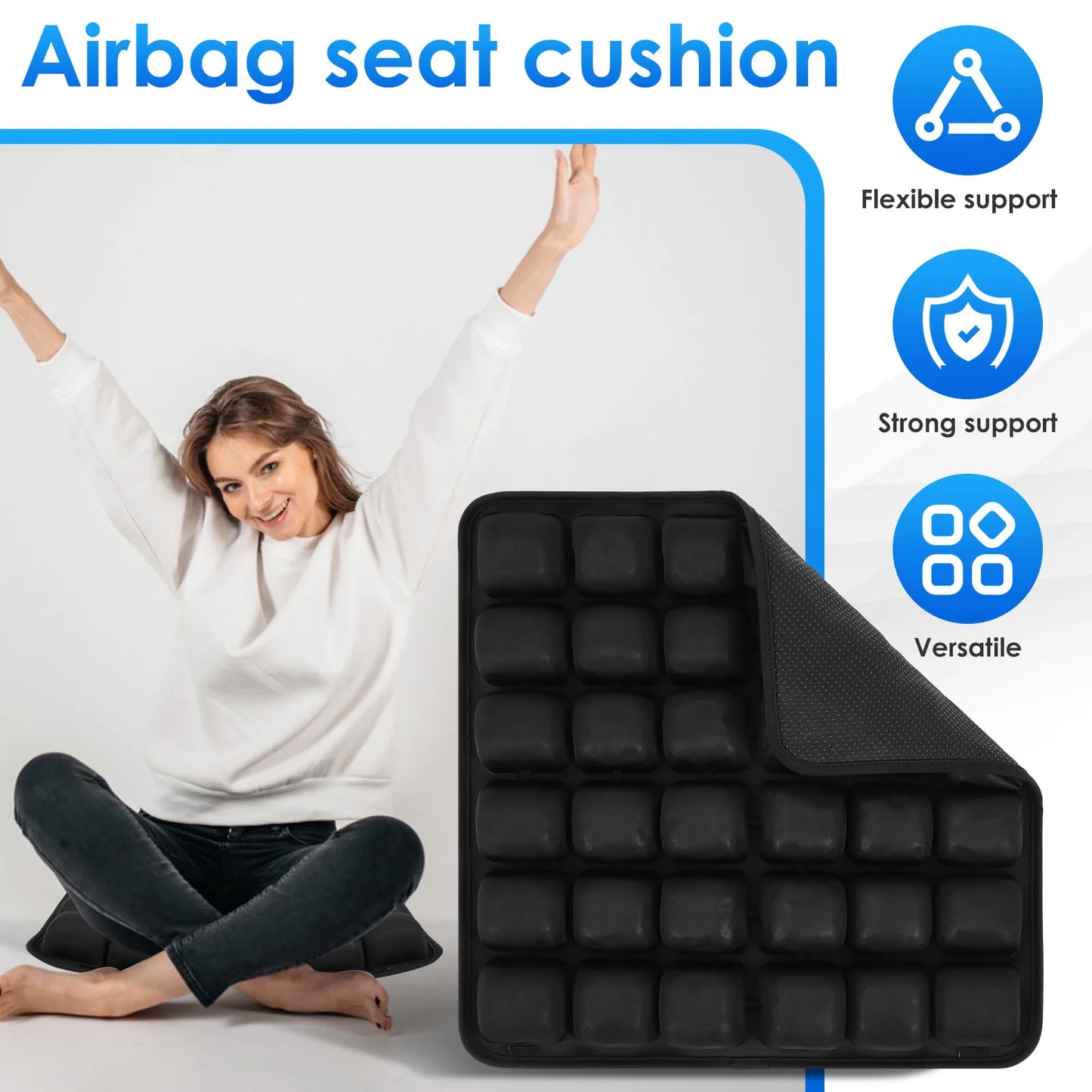 Inflatable Seat Cushion 3D Air Bags Travel Cushion Lightweight Breathable anti Pressure Ulcer Cushion for Car Office Chair Home