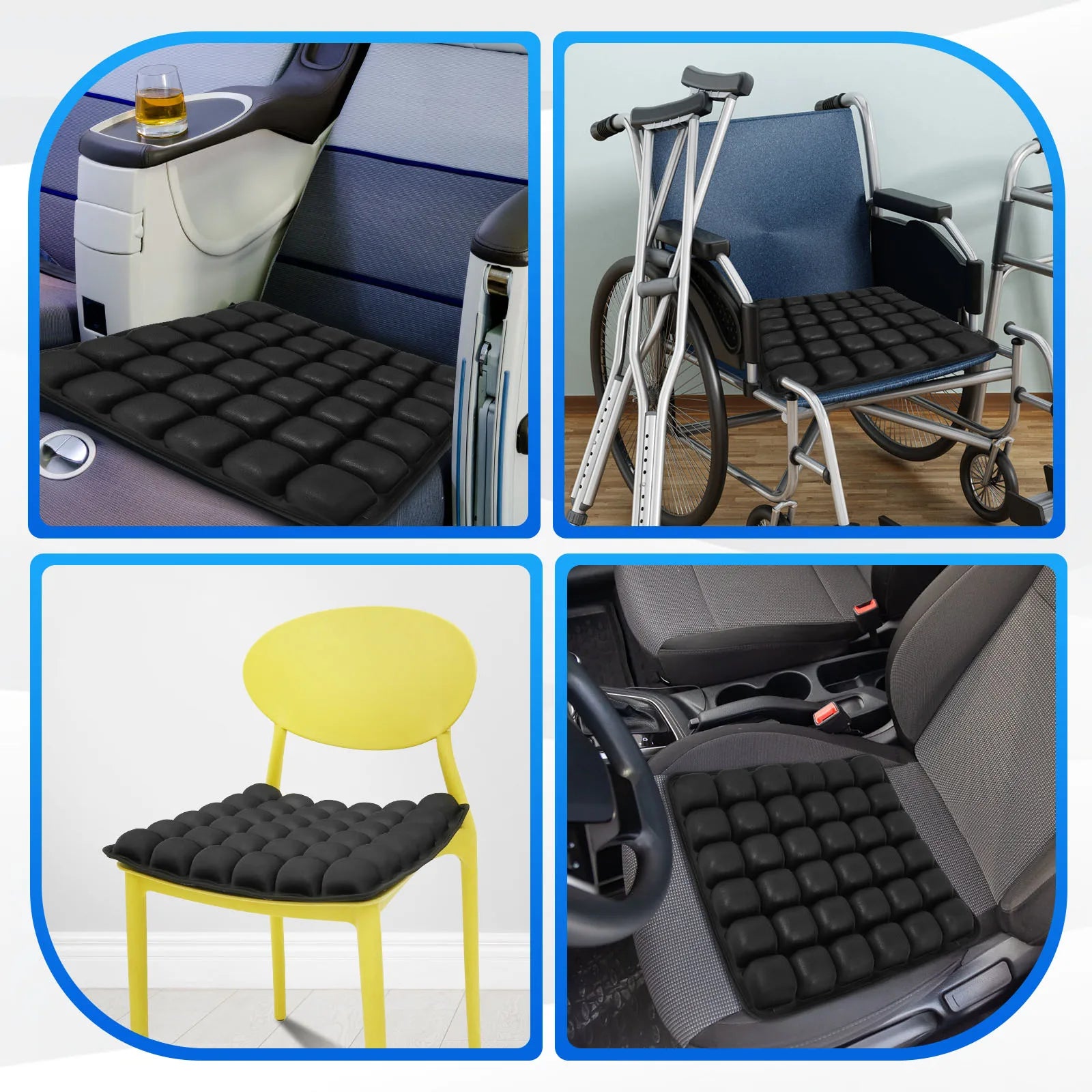 Inflatable Seat Cushion 3D Air Bags Travel Cushion Lightweight Breathable anti Pressure Ulcer Cushion for Car Office Chair Home